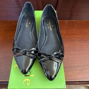 Kate Spade Black Patent Leather Flats with Bow